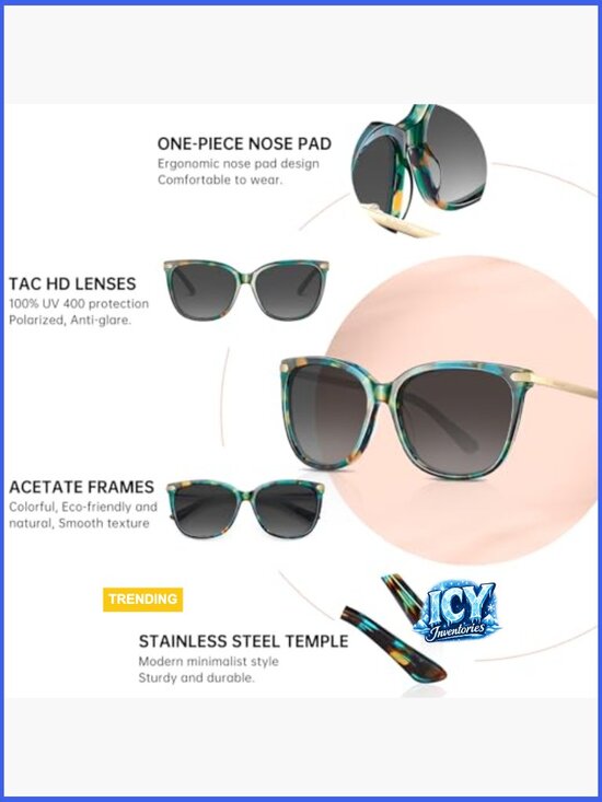 Lightweight Acetate Cat Eye Polarized Sunglasses UV400 with Case main image 4